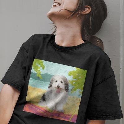 Show full view: Allisandro Lake Beach Pet Photo & Name Personalized Ultra-Soft T-Shirt, Black, Small slide 4 of 6
