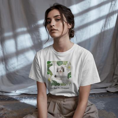 Show full view: Allisandro Lotus Pet Photo & Name Personalized Ultra-Soft T-Shirt, White, 3X-Large slide 3 of 7