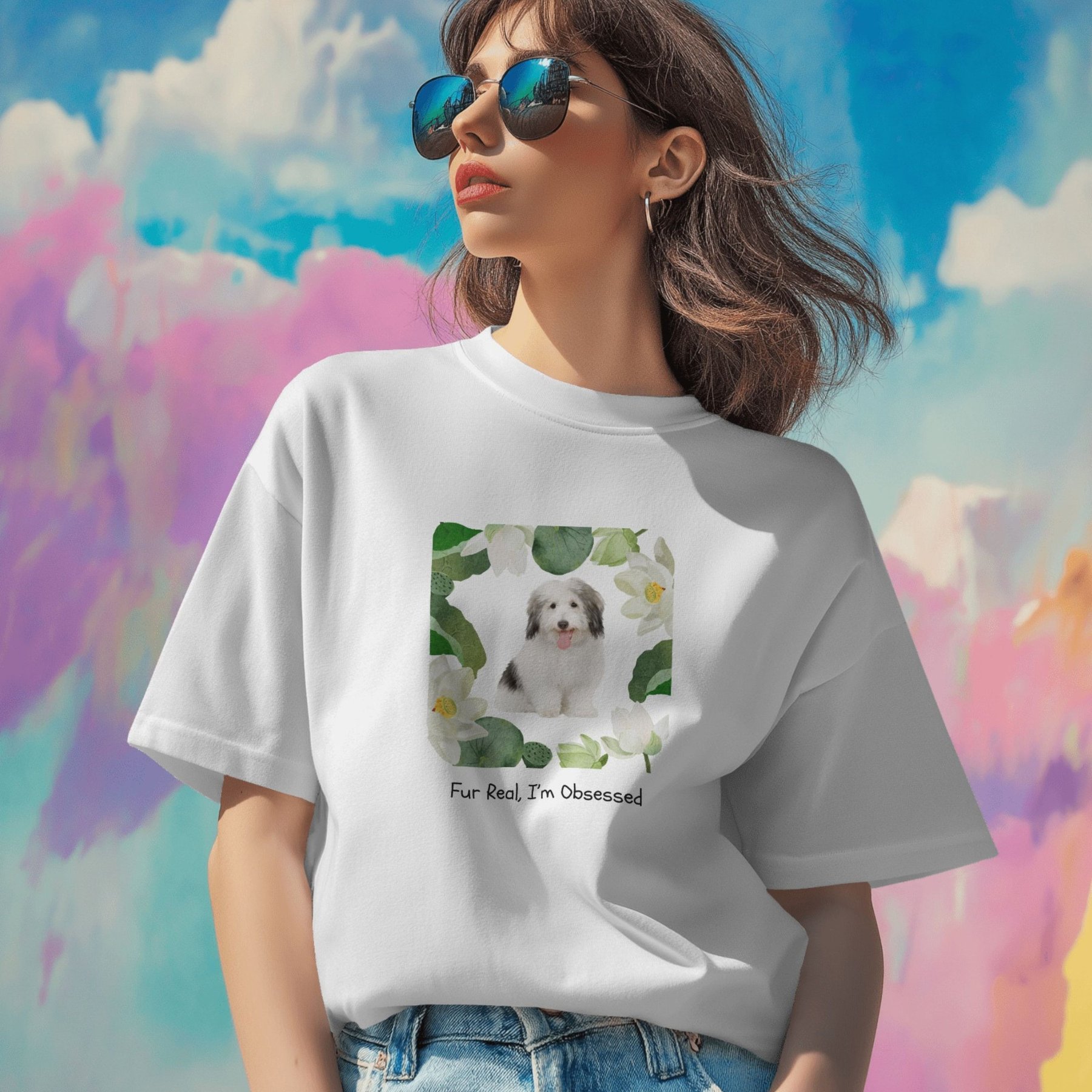 NeoAnimo Lotus Pet Photo & Name Personalized Ultra-Soft T-Shirt, White, 3X-Large
