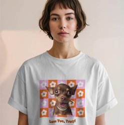 Allisandro Retro Flower Pet Photo & Name Personalized Ultra-Soft T-Shirt, White, X-Large slide 2 of 6