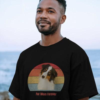 Show full view: Allisandro Sunset Stripes Pet Photo & Name Personalized Ultra-Soft T-Shirt, Black, Small slide 2 of 7