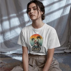 Allisandro Palm Trees Pet Photo & Name Personalized Ultra-Soft T-Shirt, White, 3X-Large