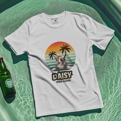 Allisandro Palm Trees Pet Photo & Name Personalized Ultra-Soft T-Shirt, White, Large slide 2 of 6