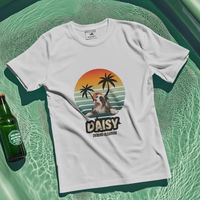 Show full view: Allisandro Palm Trees Pet Photo & Name Personalized Ultra-Soft T-Shirt, White, 3X-Large slide 5 of 6