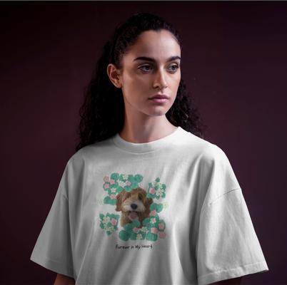 Show full view: Allisandro Begonia Pet Photo & Name Personalized Ultra-Soft T-Shirt, White, Medium slide 7 of 8