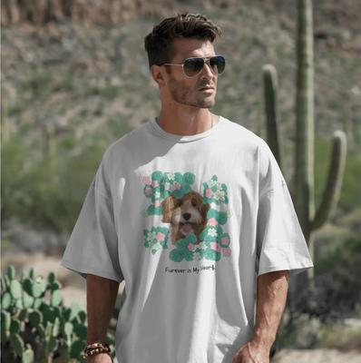 Show full view: Allisandro Begonia Pet Photo & Name Personalized Ultra-Soft T-Shirt, White, Medium slide 4 of 8
