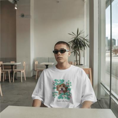 Show full view: Allisandro Begonia Pet Photo & Name Personalized Ultra-Soft T-Shirt, White, Medium slide 5 of 8