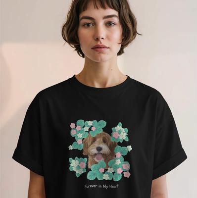 Show full view: Allisandro Begonia Pet Photo & Name Personalized Ultra-Soft T-Shirt, Black, Small slide 6 of 8
