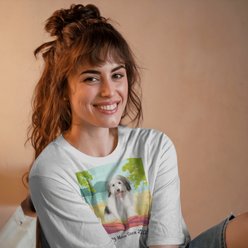 Allisandro Lake Beach Pet Photo & Name Personalized Ultra-Soft T-Shirt, White, 3X-Large slide 2 of 5