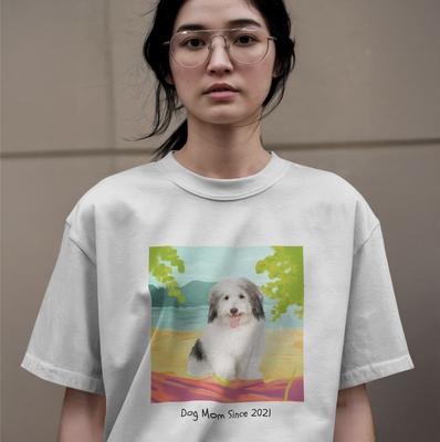 Show full view: Allisandro Lake Beach Pet Photo & Name Personalized Ultra-Soft T-Shirt, White, X-Large slide 3 of 5