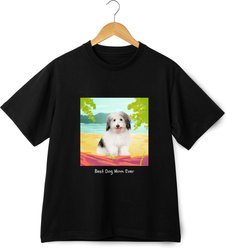 Allisandro Lake Beach Pet Photo & Name Personalized Ultra-Soft T-Shirt, Black, Small