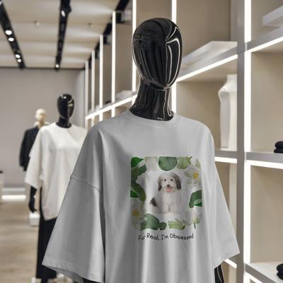 Show full view: Allisandro Lotus Pet Photo & Name Personalized Ultra-Soft T-Shirt, White, 3X-Large slide 5 of 7