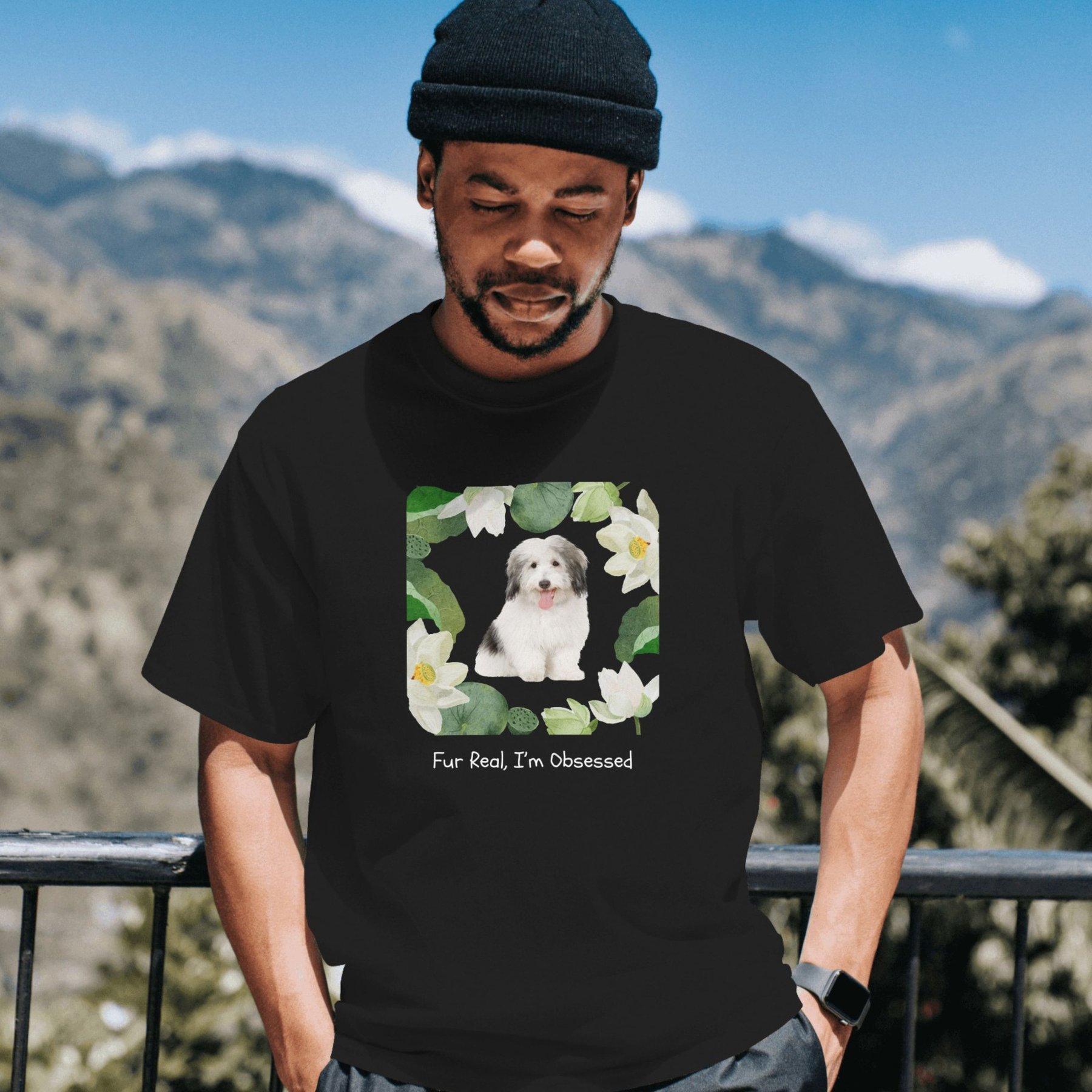 NeoAnimo Lotus Pet Photo & Name Personalized Ultra-Soft T-Shirt, Black, XX-Large