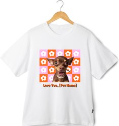 Allisandro Retro Flower Pet Photo & Name Personalized Ultra-Soft T-Shirt, White, 3X-Large