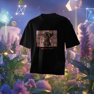 Show full view: Allisandro Retro Flower Pet Photo & Name Personalized Ultra-Soft T-Shirt, Black, Small slide 5 of 7
