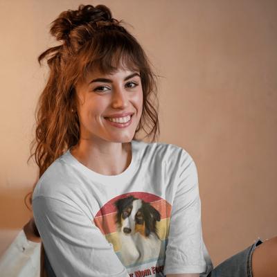 Show full view: Allisandro Sunset Stripes Pet Photo & Name Personalized Ultra-Soft T-Shirt, White, Large slide 3 of 5