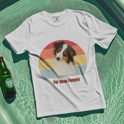 Show full view: Allisandro Sunset Stripes Pet Photo & Name Personalized Ultra-Soft T-Shirt, White, Large slide 4 of 5