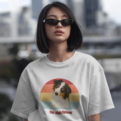 Show full view: Allisandro Sunset Stripes Pet Photo & Name Personalized Ultra-Soft T-Shirt, White, Large slide 2 of 5