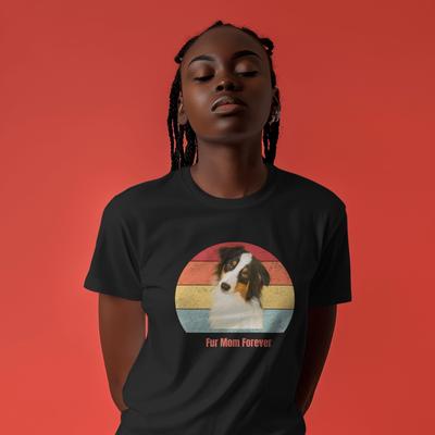 Show full view: Allisandro Sunset Stripes Pet Photo & Name Personalized Ultra-Soft T-Shirt, Black, Small slide 6 of 7