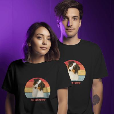 Show full view: Allisandro Sunset Stripes Pet Photo & Name Personalized Ultra-Soft T-Shirt, Black, Small slide 5 of 7