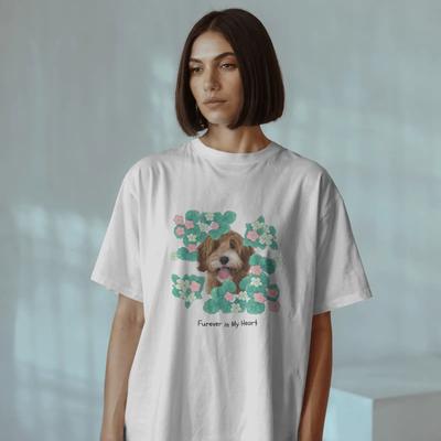 Show full view: Allisandro Begonia Pet Photo & Name Personalized Ultra-Soft T-Shirt, White, Medium slide 3 of 8