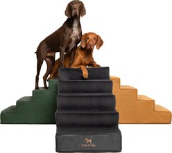 Noah & Paw Machine Washable Faux Leather 5 Step Dog Stairs, Black