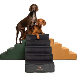 Noah & Paw Machine Washable Faux Leather 5 Step Dog Stairs, Black