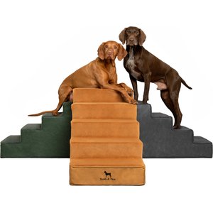 Noah & Paw Machine Washable Faux Leather 5 Step Dog Stairs, Camel