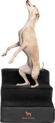 Noah & Paw Machine Washable Faux Leather 3 Step Dog Stairs, Black