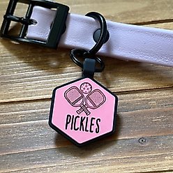Besties Mini Paddle Battle Pickleball Jingle-Free Silicone Dog ID Tag, White slide 2 of 9