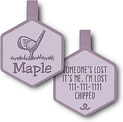 Besties Mini Hole in One Golf Jingle-Free Silicone Dog ID Tag, Heather Purple