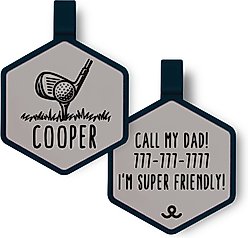 Besties Mini Hole in One Golf Jingle-Free Silicone Dog ID Tag, Grey