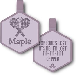 Besties Match Point Tennis Jingle-Free Silicone Dog ID Tag, Heather Purple