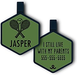 Besties Mini Match Point Tennis Jingle-Free Silicone Dog ID Tag, Sage