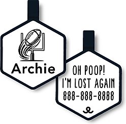 Besties Mini Touchdown Football Jingle-Free Silicone Dog ID Tag, White