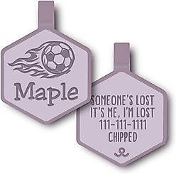 Besties Mini Soccer Star Jingle-Free Silicone Dog ID Tag, Heather Purple
