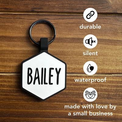 Show full view: Besties Mini Paddle Battle Pickleball Jingle-Free Silicone Dog ID Tag, Flamingo Pink slide 7 of 10