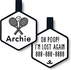 Besties Mini Match Point Tennis Jingle-Free Silicone Dog ID Tag, White