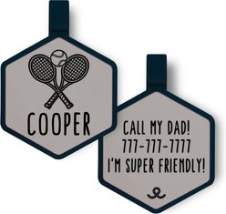 Besties Match Point Tennis Jingle-Free Silicone Dog ID Tag, Grey