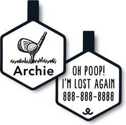 Besties Mini Hole in One Golf Jingle-Free Silicone Dog ID Tag, White
