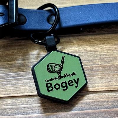 Show full view: Besties Mini Hole in One Golf Jingle-Free Silicone Dog ID Tag, Red slide 4 of 11