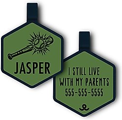 Besties Mini Play Ball Baseball Jingle-Free Silicone Dog ID Tag, Sage