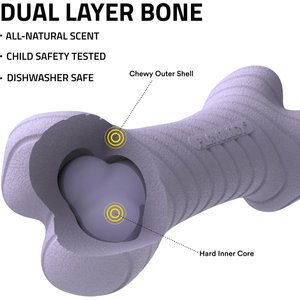 Playology Lamb Scented Dual Layer Bone Dog Toy, Jumbo