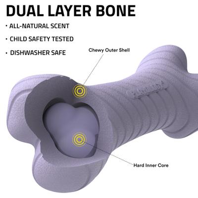 Show full view: Playology Lamb Scented Dual Layer Bone Dog Toy, Jumbo, 1 count slide 2 of 6