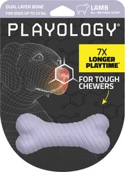 Playology Lamb Scented Dual Layer Bone Dog Toy, Small