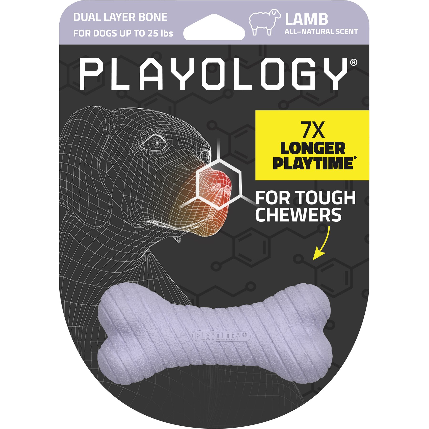 Playology Lamb Scented Dual Layer Bone Dog Toy, Small