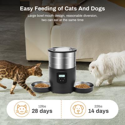 Show full view: VIVIPAL Stainless Steel Automatic Dog & Cat Feeder, 4.5-L slide 4 of 9