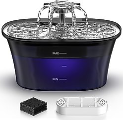 VIVIPAL Stainless Steel Dog & Cat Water Fountain with LED & Quiet Pump, 84-oz