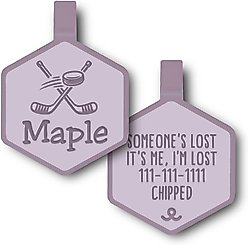 Besties Mini Slapshot Hockey Jingle-Free Silicone Dog ID Tag, Heather Purple