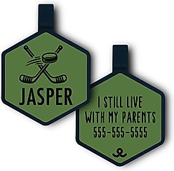 Besties Slapshot Hockey Jingle-Free Silicone Dog ID Tag, Sage